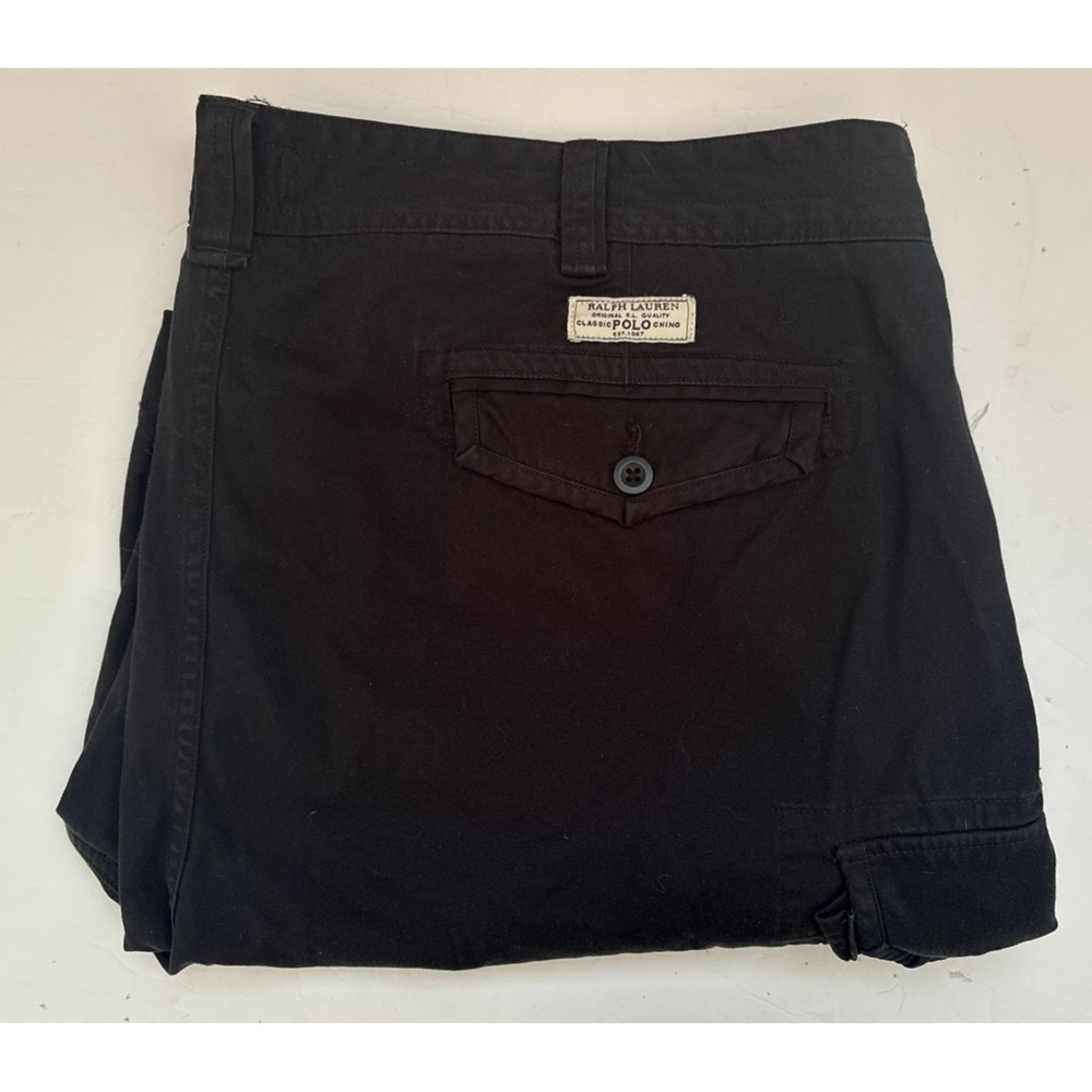Polo Ralph Lauren Men's Black Cotton Classic Chino Cargo Shorts Waist Sz 50B